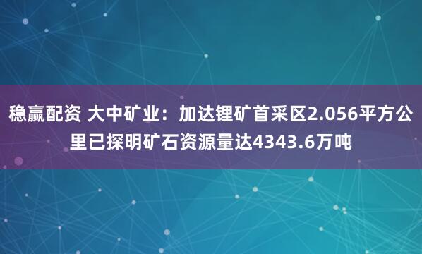 稳赢配资 大中矿业：加达锂矿首采区2.056平方公里已探明矿石资源量达4343.6万吨